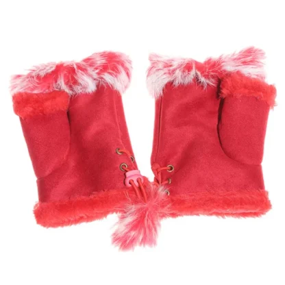 Adjustable Lace-up Half Gloves with Plush - Image 8