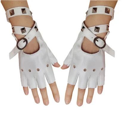 Hollow Out Fingerless Gloves with Belt - Image 7