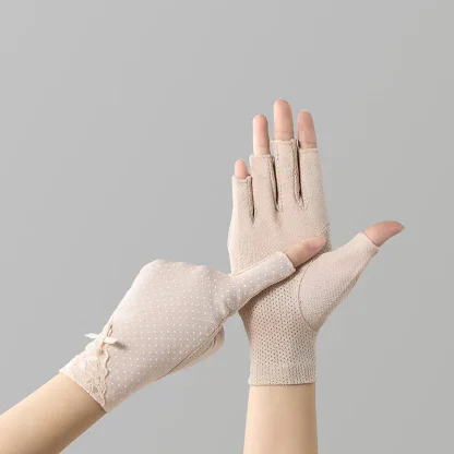 Thing Fingerless Gloves with Lace Design - Image 2