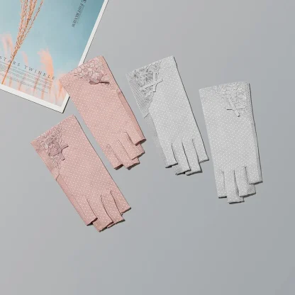 Thing Fingerless Gloves with Lace Design - Image 8