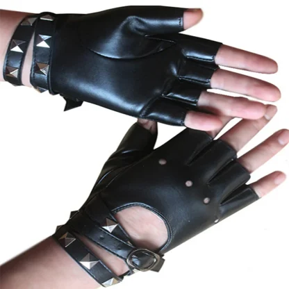Hollow Out Fingerless Gloves with Belt