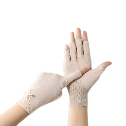 Thing Fingerless Gloves with Lace Design