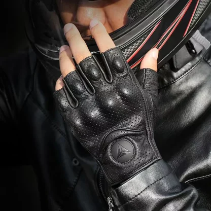 Motorcycle Fingerless Gloves with Durable Design - Image 2
