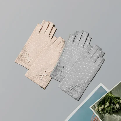 Thing Fingerless Gloves with Lace Design - Image 10