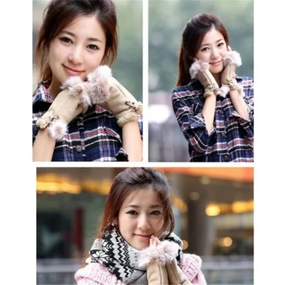 Adjustable Lace-up Half Gloves with Plush - Image 5