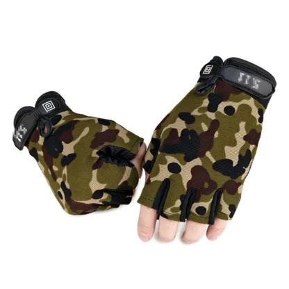 Motorcycle Fingerless Gloves with Camo Print