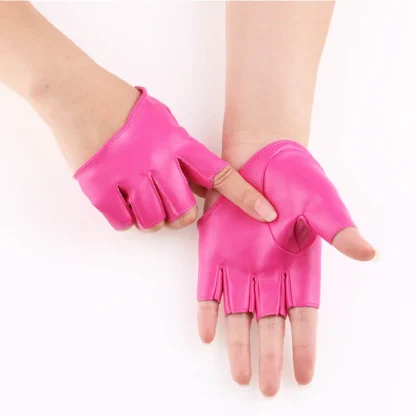 Faux Leather Gloves with Fingerless Design - Image 2