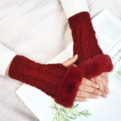 Solid Warmer Fingerless Gloves for Winter - Image 7