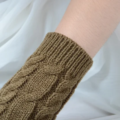 Solid Warmer Fingerless Gloves for Winter - Image 4