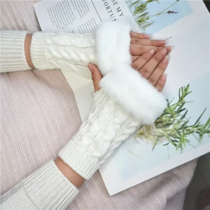 Solid Warmer Fingerless Gloves for Winter - Image 11