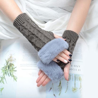 Solid Warmer Fingerless Gloves for Winter - Image 9