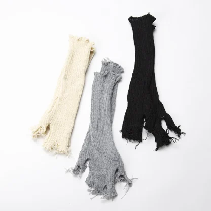 Distressed Long Half Finger Gloves - Image 9
