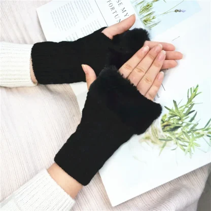 Solid Warmer Fingerless Gloves for Winter - Image 15