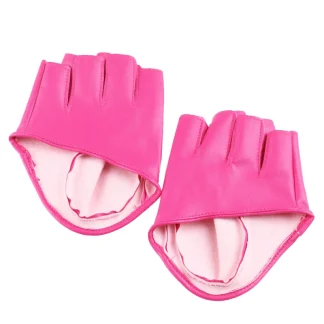 Faux Leather Gloves with Fingerless Design