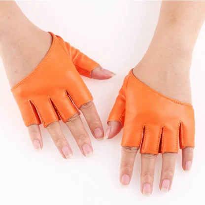 Faux Leather Gloves with Fingerless Design - Image 11