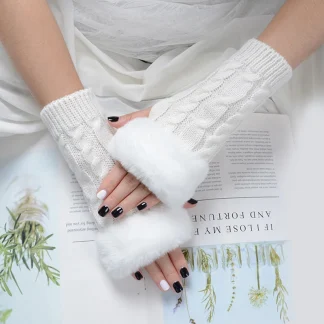 Solid Warmer Fingerless Gloves for Winter