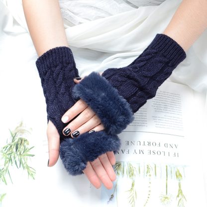 Solid Warmer Fingerless Gloves for Winter - Image 13