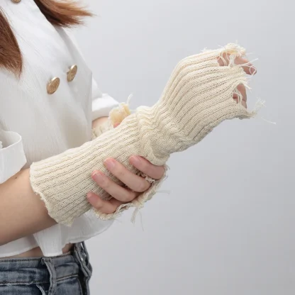 Distressed Long Half Finger Gloves - Image 10