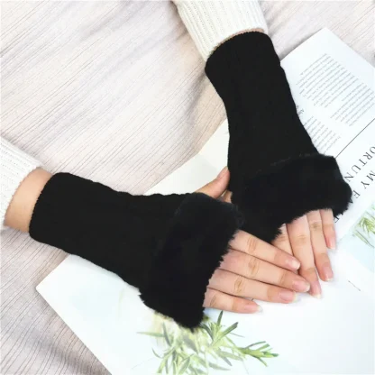 Solid Warmer Fingerless Gloves for Winter - Image 14