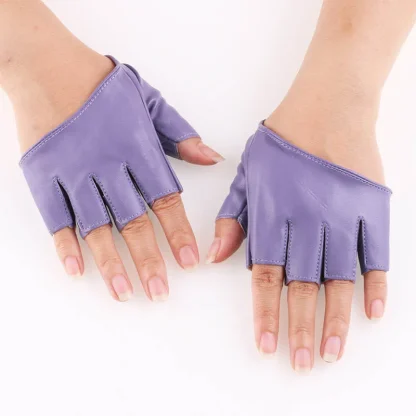 Faux Leather Gloves with Fingerless Design - Image 6