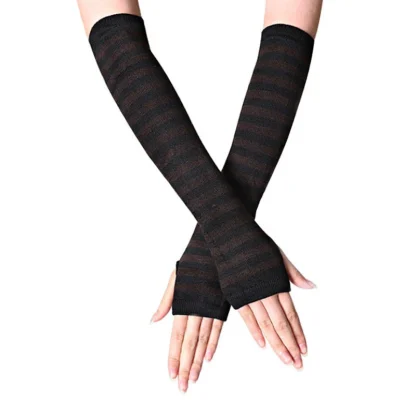 Classic Fingerless Gloves with Stripe Pattern - Image 8