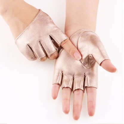 Faux Leather Gloves with Fingerless Design - Image 3