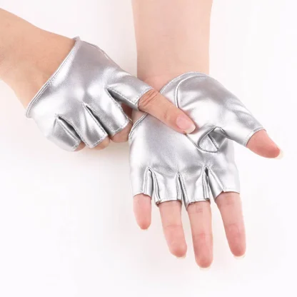 Faux Leather Gloves with Fingerless Design - Image 9