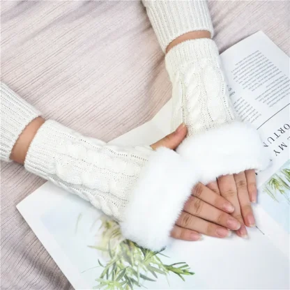 Solid Warmer Fingerless Gloves for Winter - Image 12