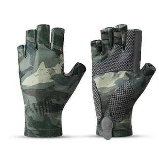 Elastic Fishing Gloves with Camo Print