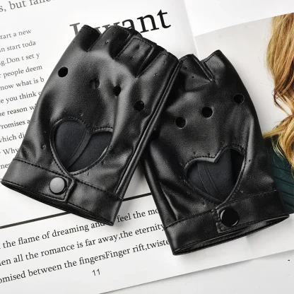 Fingerless Gloves with Heart Hollow Out Design - Image 6