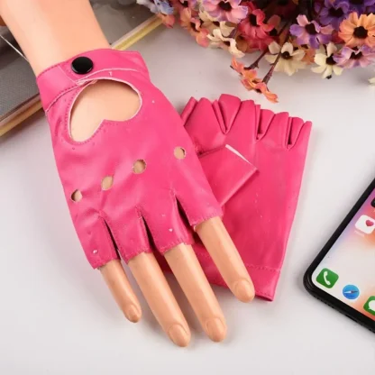 Heart Shape Cutout Fingerless Gloves - Image 2