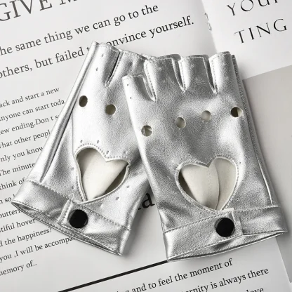 Fingerless Gloves with Heart Hollow Out Design - Image 5