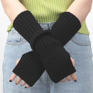 Warm Fingerless Gloves with Soft Solid Color