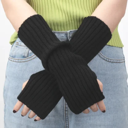 Warm Fingerless Gloves with Soft Solid Color