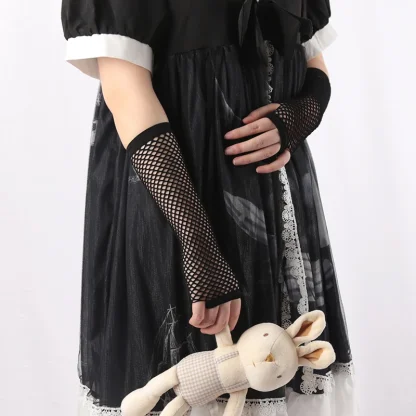 Fishnet Gloves with Open Finger Design - Image 2