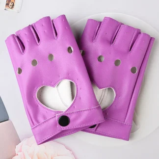 Fingerless Gloves with Heart Hollow Out Design