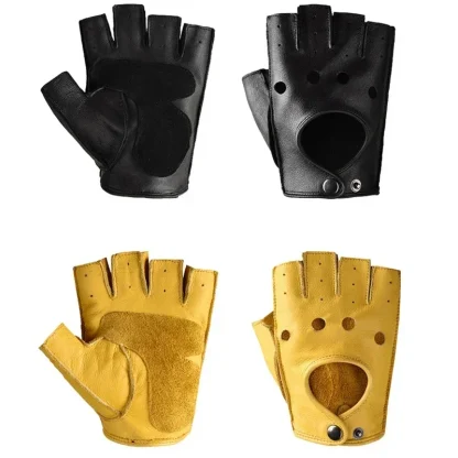 Fingerless Motorcycle Gloves with Cutout Decor - Image 5