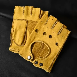 Fingerless Motorcycle Gloves with Cutout Decor