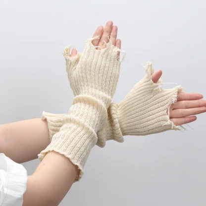 Distressed Long Half Finger Gloves - Image 6