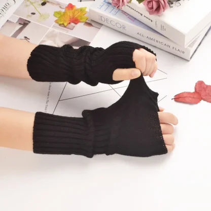 Long Arm Warmer Fingerless Gloves - Image 12