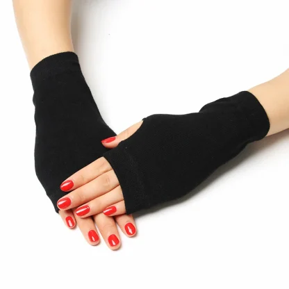 Black Half Finger Glove with Heart Pattern - Image 15
