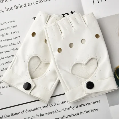 Fingerless Gloves with Heart Hollow Out Design - Image 8