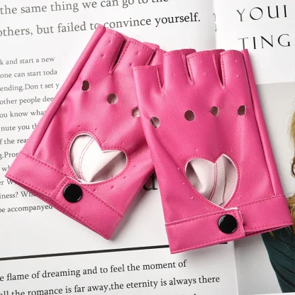 Fingerless Gloves with Heart Hollow Out Design - Image 9
