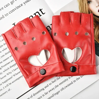 Fingerless Gloves with Heart Hollow Out Design - Image 7