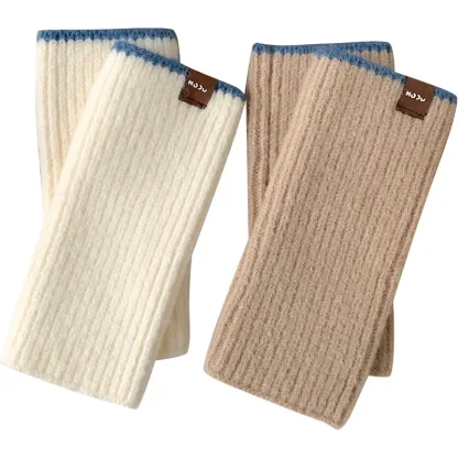 Knitted Solid Color Half Finger Gloves - Image 3