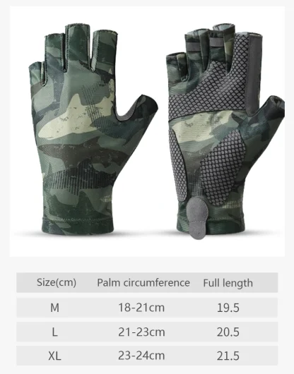Elastic Fishing Gloves with Camo Print - Image 2