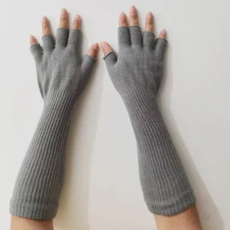 Long Knitted Half Finger Fitted Gloves