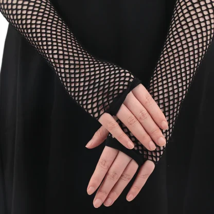Fishnet Gloves with Open Finger Design - Image 3