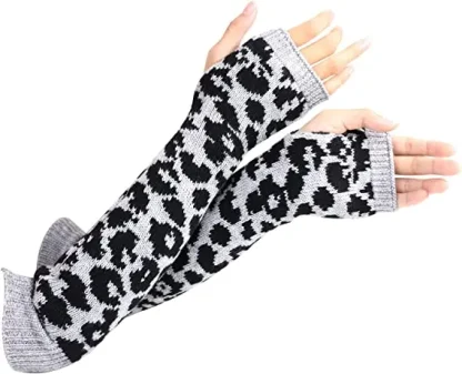 Knitted Solid Color Warmer Fingerless Gloves - Image 10