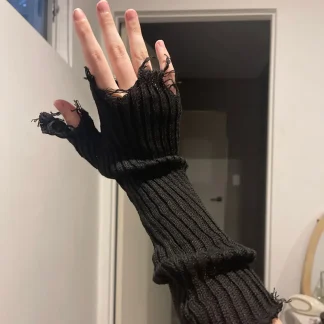 Distressed Long Half Finger Gloves